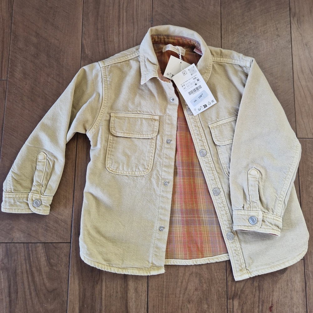 Zara Tan Jean Jacket with Corduroy Texture
